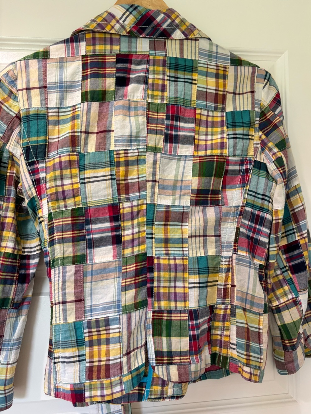 J. Crew Sz 8 Cotton Cropped Madras Tie Jacket Blazer Preppy Coastal Style EUC - Picture 5 of 9